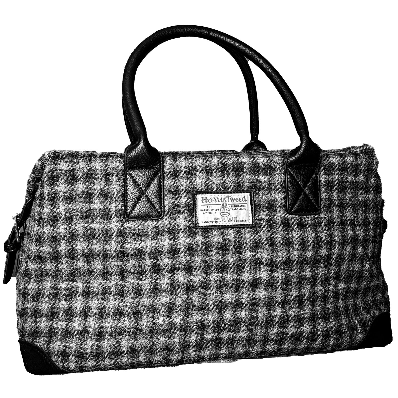 Houndstooth Pattern Tweed Tote Bag